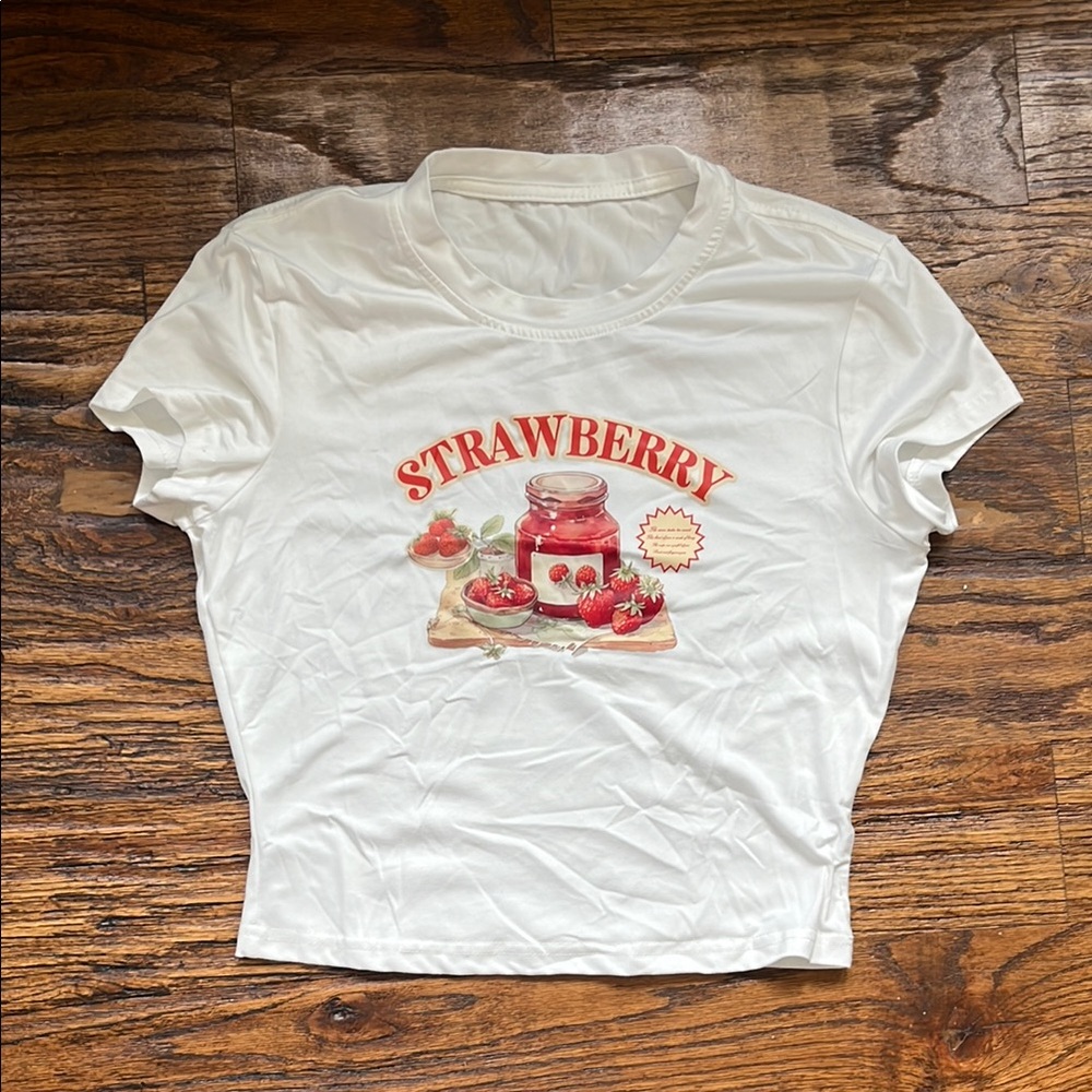 White Strawberry Graphic Tee